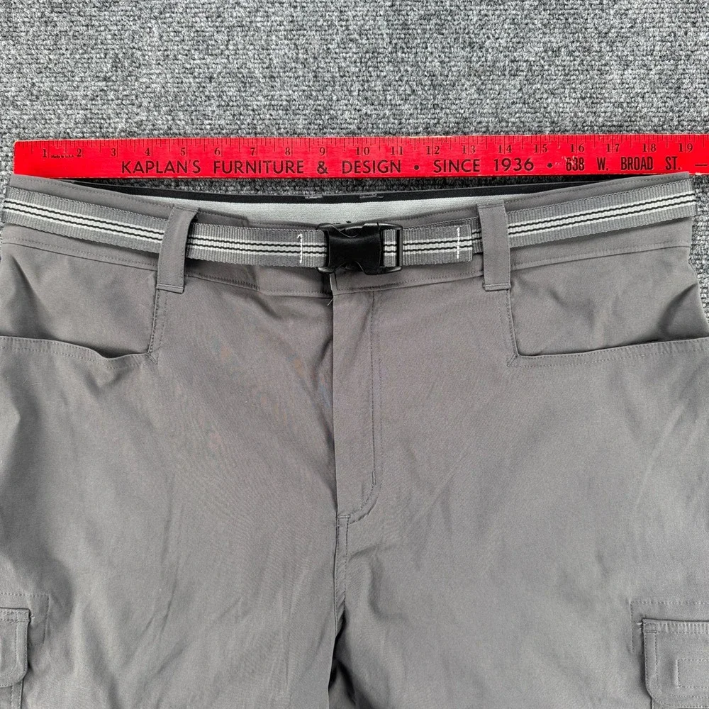 Orvis Mens Gray Stretch Cargo Hiking Shorts 36 (38) Nylon Spandex Belted Utility